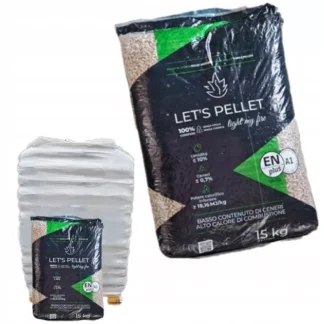 LETS PELLET Blue – Granulés de bois – Palette de 65 sacs de 15 kg (975 kg)