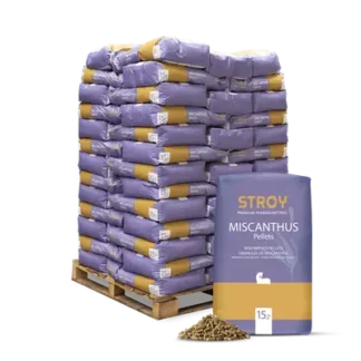 STROY – Granulés de miscanthus pour litière – Palette de 65 sacs de 15 kg (975 kg)