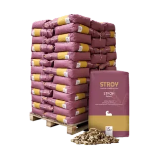 STROY – Granulés de paille pour litière – Palette de 65 sacs de 15 kg (975 kg)