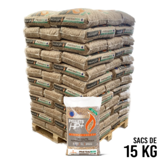 HP+ Pellets Piveteau Bois – Granulés de bois – Palette de 72 sacs de 15 kg (1 080 kg)